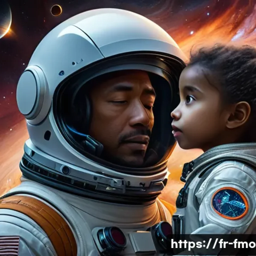 인터스텔라 개봉일 및 흥행 기록 - A highly detailed cinematic scene depicting an intense father-daughter moment set against the backdr...