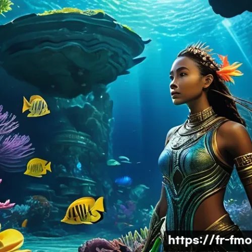 Home 32 아바타 2와 1 비교 - A breathtaking underwater scene on Pandora featuring Na’vi characters in intricately detailed, color...