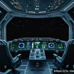Home 18 인터스텔라 감독 크리스토퍼 놀란 - A highly detailed cinematic scene of a spacecraft interior with real physical sets, showing actors i...
